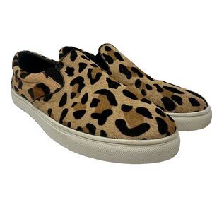 Steve Madden Shoes Womens 9M Tan Ecentrcl Animal Print Cow Hair Slip On Sneakers